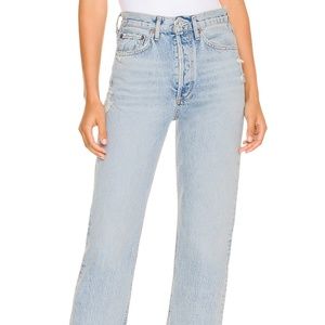 Agolde 90's Crop Mid Rise Loose Straight Fray Hem Size 24 Color Nerve